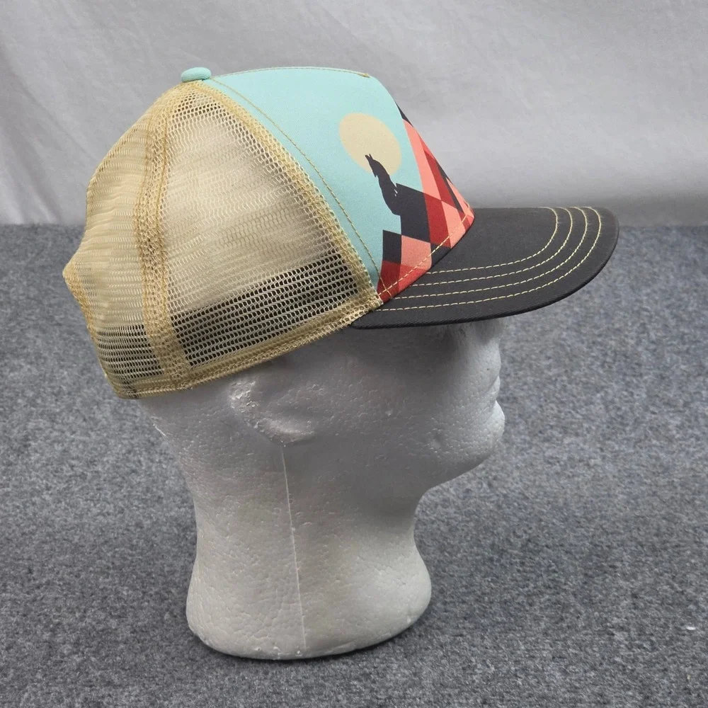 Pistil Trucker Hat Blue Wolf Mountain Graphic Festival Gorpcore Outdoors Cap