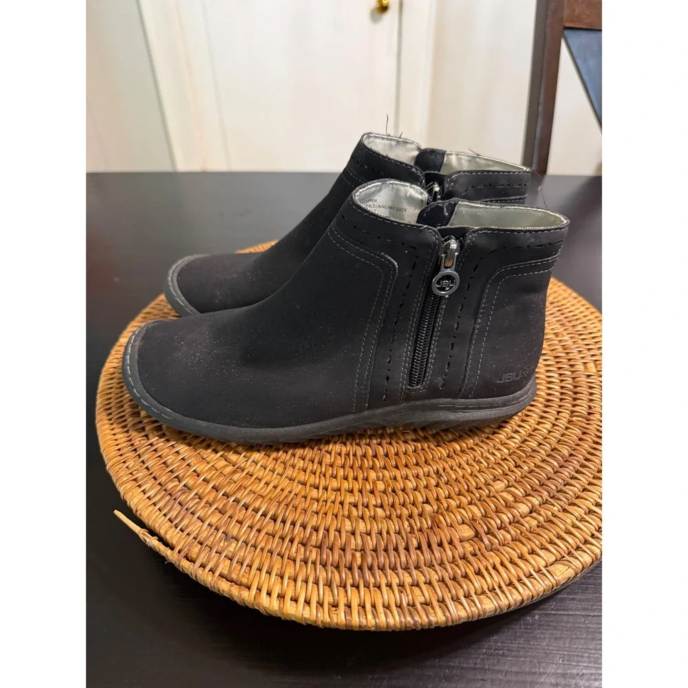 JBU by Jambu Juno Black Ankle Boots Memory Foam Faux Fur Lined Womens 8M