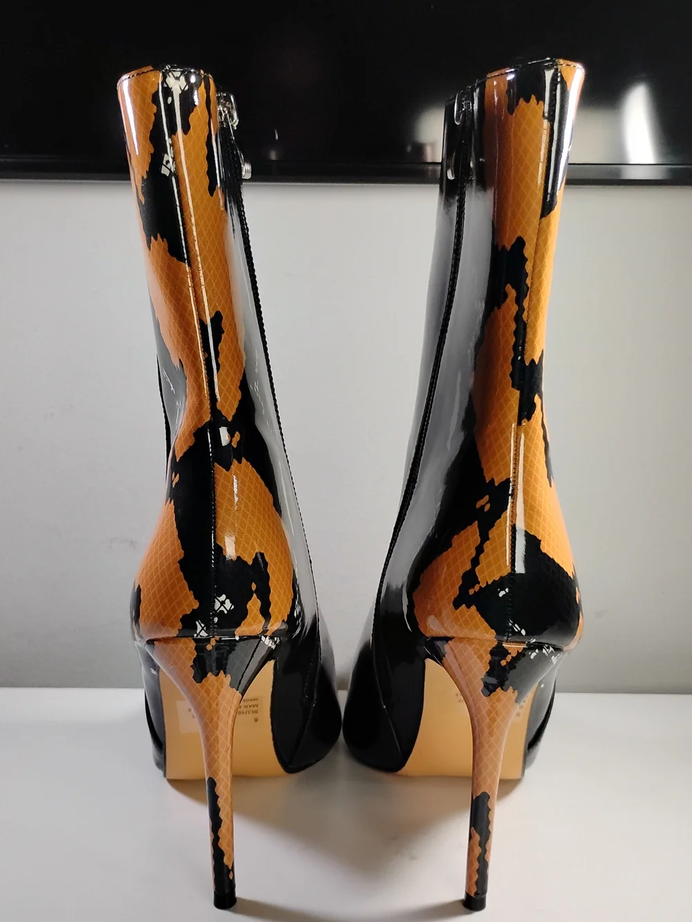 Ego Patent Snake Print Stiletto Ankle Boots Women's Size 8 – New