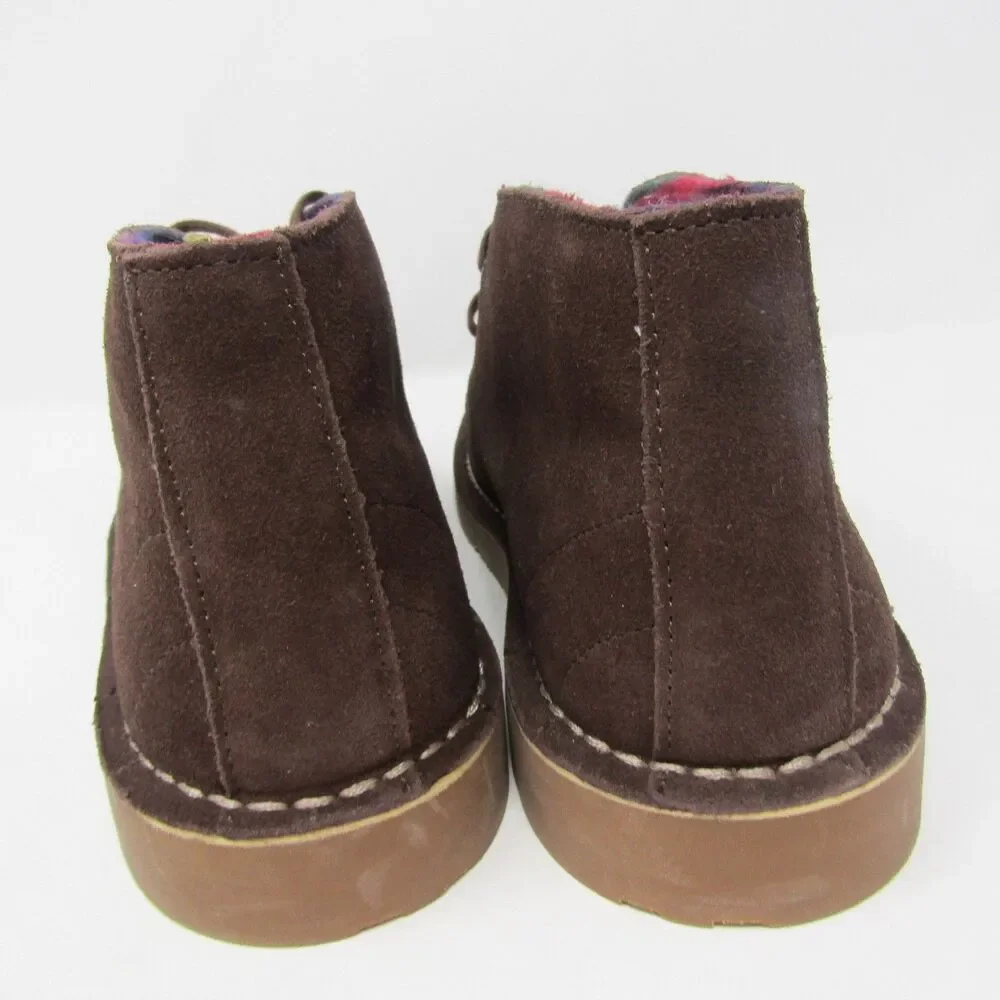 L.L.Bean Women's 10 Medium Brown Suede Chukka Boots Plaid Lined Stonington Lace