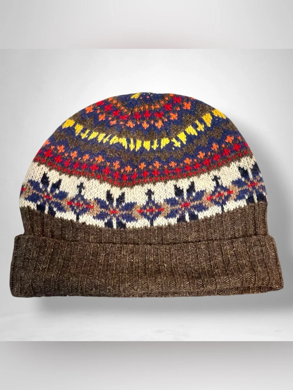 American Eagle Outfitters Fair Isle Cuff Beanie Hat Wool Blend Multicolor