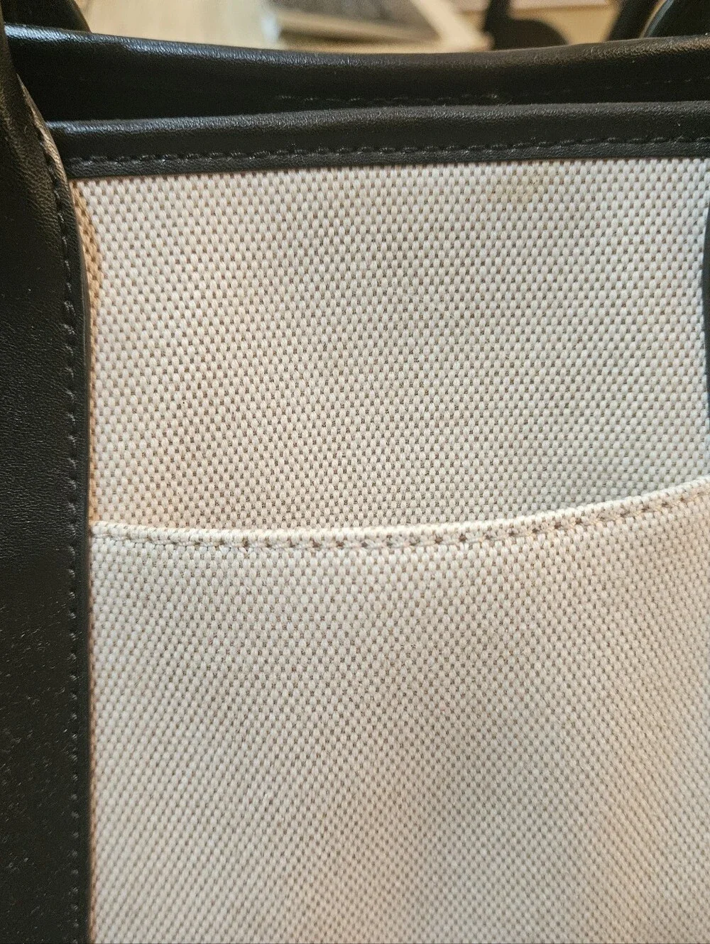 Michael Kors Beige Canvas Tote with Black Trim and MK Logo