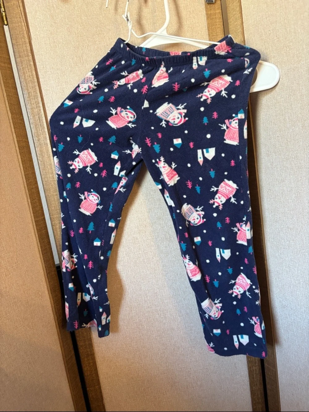 Cat & Jack Girls Navy Snowman Fleece Pajama Pants 5T