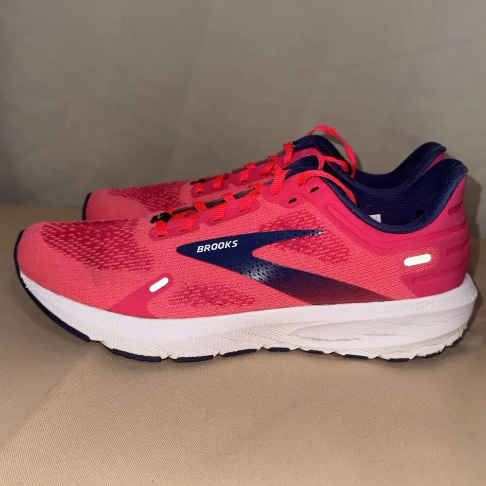 Brooks Launch 9 Womens Size 10 B Pink Blue White Athletic Running Shoes Sneakers