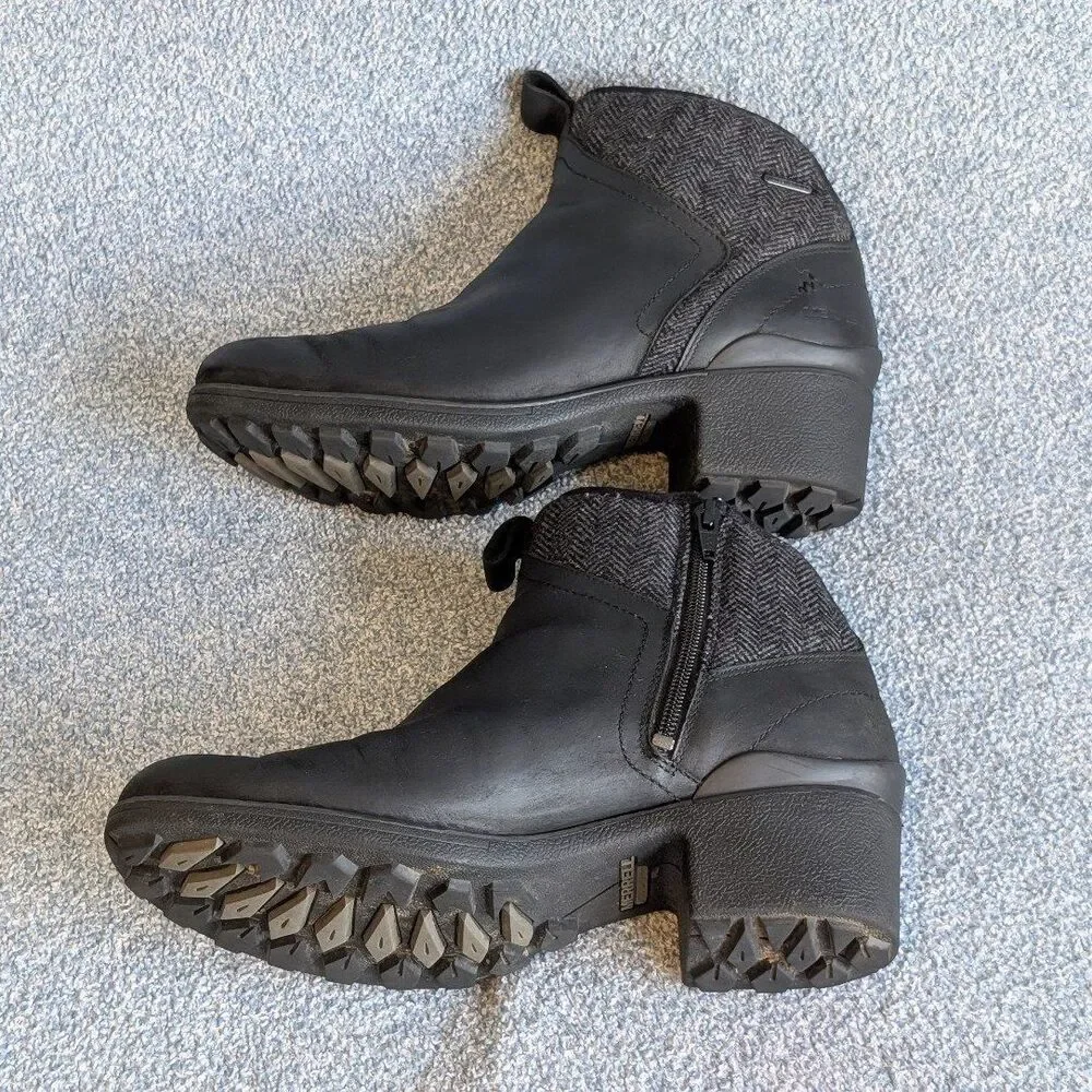 Merrell Women's Size 9.5 Chateau II Black Leather Wool Mid Pull Side Zip Boots