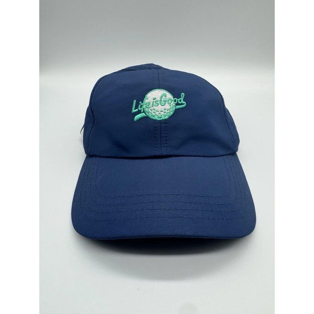 Life Is Good Blue Golf Hat Embroidered Golf Ball Golfing UPF 50+