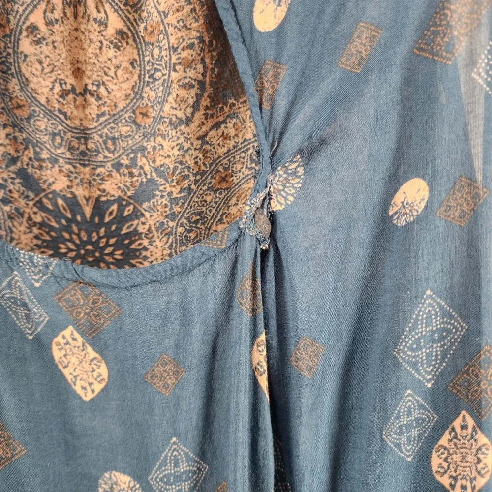 Intimately Free People Blue Printed Sleeveless Trapeze Mini Dress Boho Large