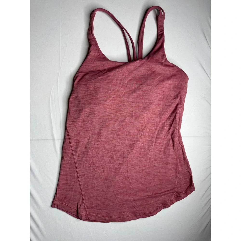 Lululemon Free To Be Serene Tank Top Heathered Pink Strappy Back Size 4