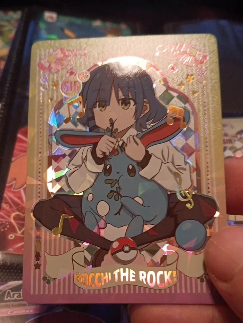 Pokemon Holographic Blue & Pink Bocchi The Rock! Collector Card