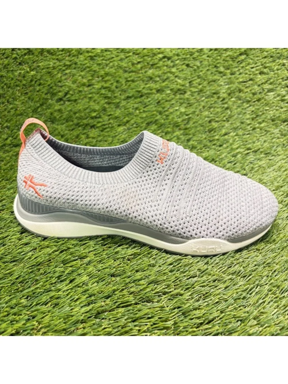 Kuru Stride Womens Size 8 Gray White Peach Athletic Running Shoes Sneakers