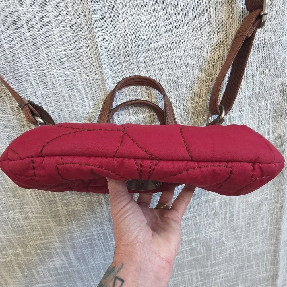 Fossil red quilted