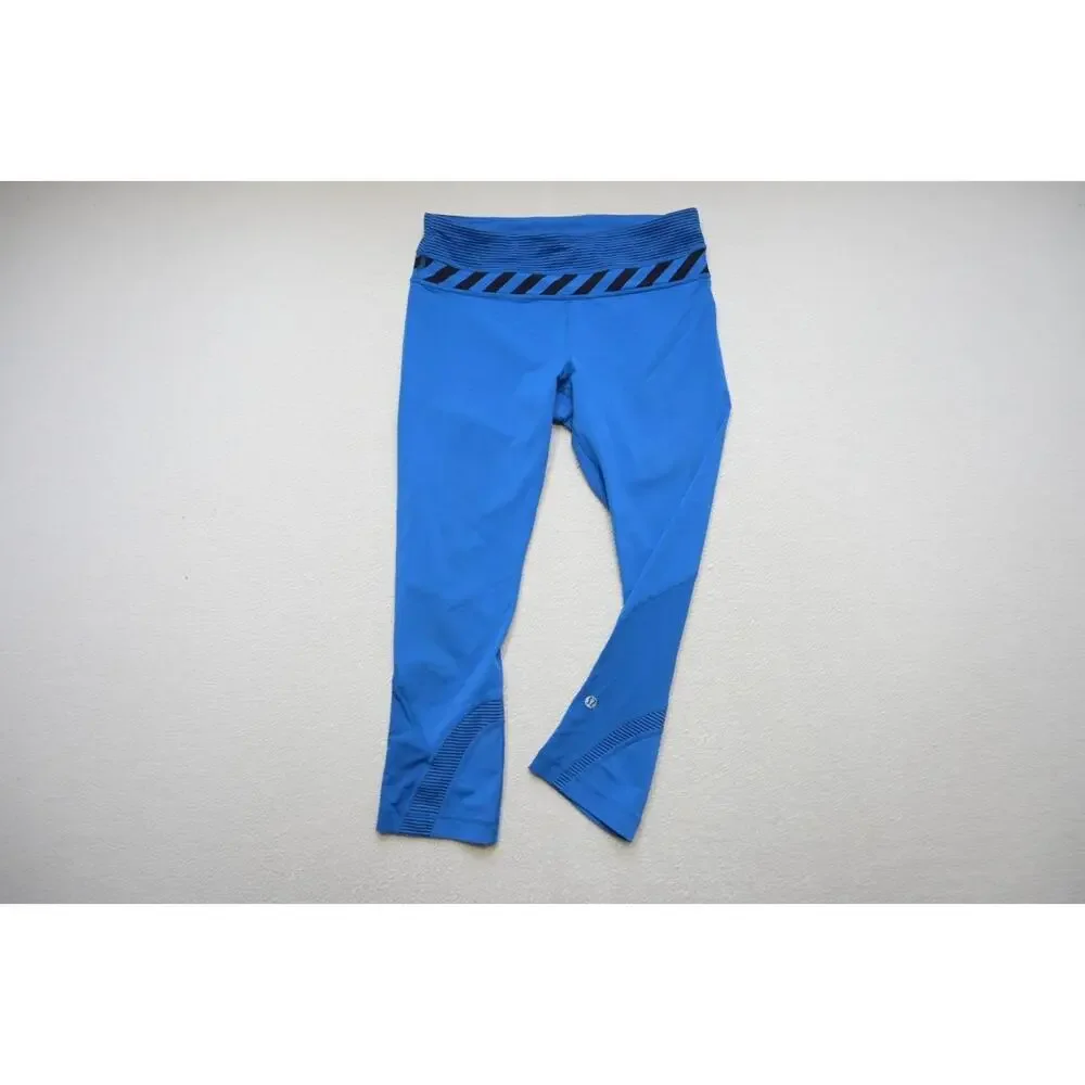 Lululemon Leggings Blue Athletic Performance Yoga Sweat Pants‎ Womens Size 6