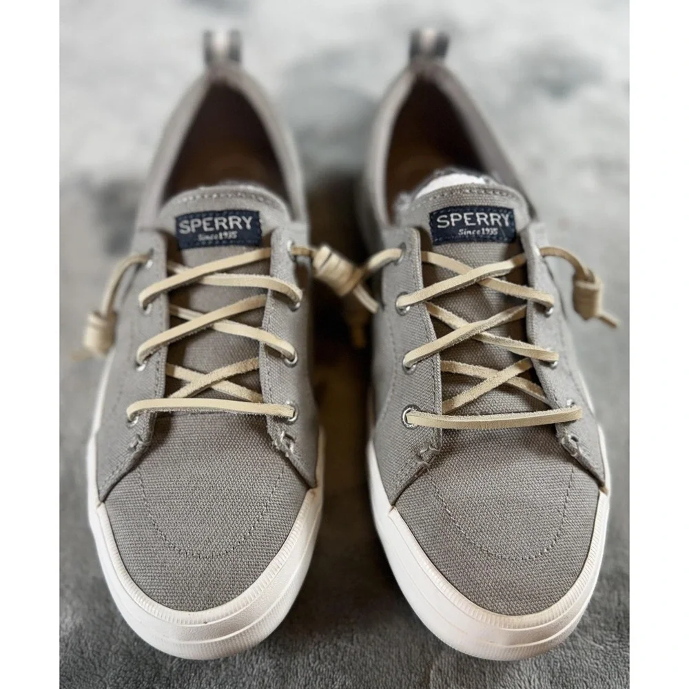 Sperry Shoes Womens Size 7 Gray Canvas Memory Foam Top-Sider Casual STS99042
