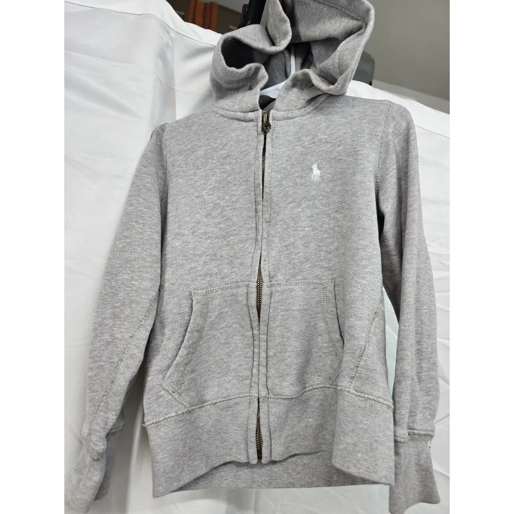 Polo Ralph Lauren Kids Gray Zip Up Hoodie Logo Size S 8‎