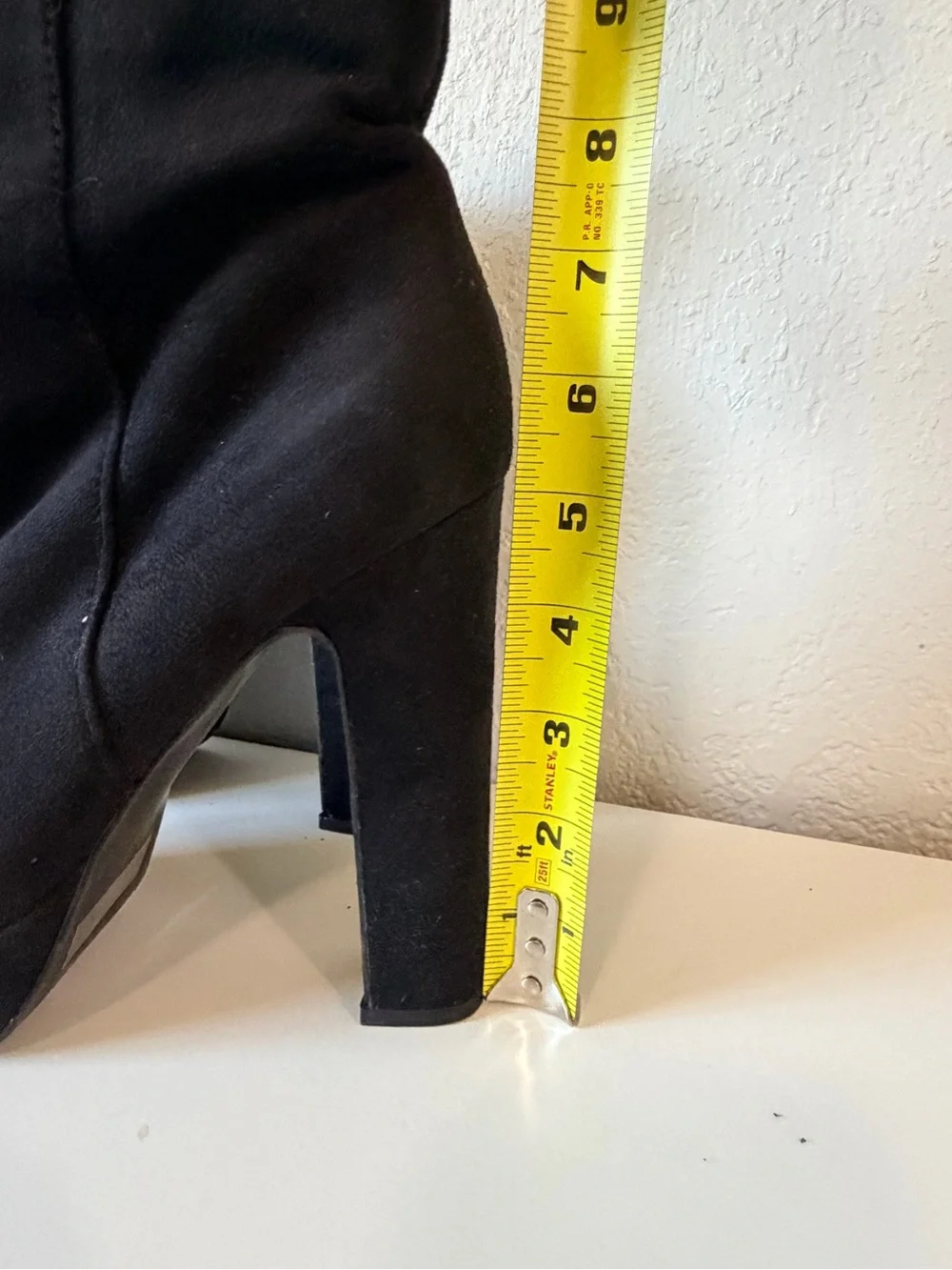 Black Platform Suede Ankle Boots - Women's High Heel Bootie