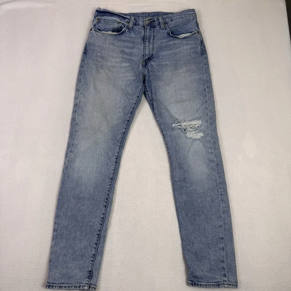 Levis Premium 512 Slim Taper‎ Mens 32x31 Light Wash Distressed Denim Jeans