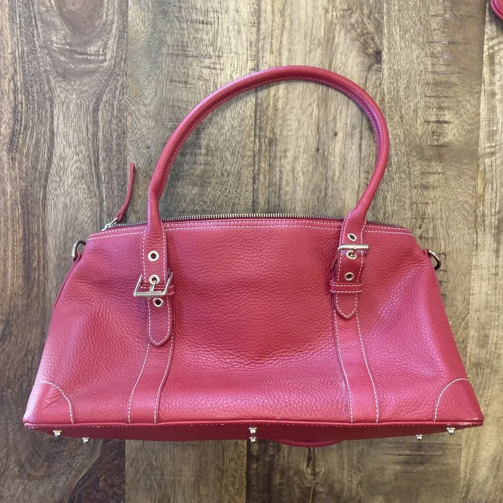 Red Leather Shoulder Bag by Dooney & Bourke