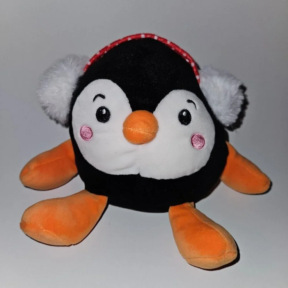 Black Penguin Plush Red White Earmuffs Stuffed Animal Toy Lovey Holiday Walmart