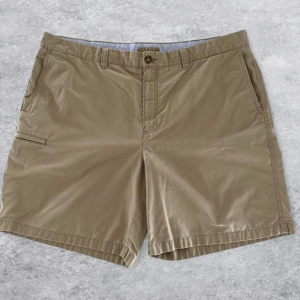 LL Bean Mens‎ Classic Fit Khaki Chino Shorts Tan Cotton Size 42