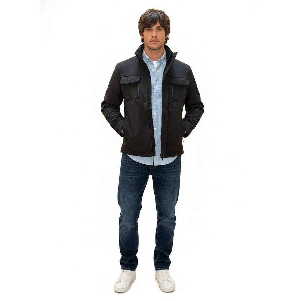 Michael Kors Men's Black Soft Shell Jacket‎ Small | Zip Front