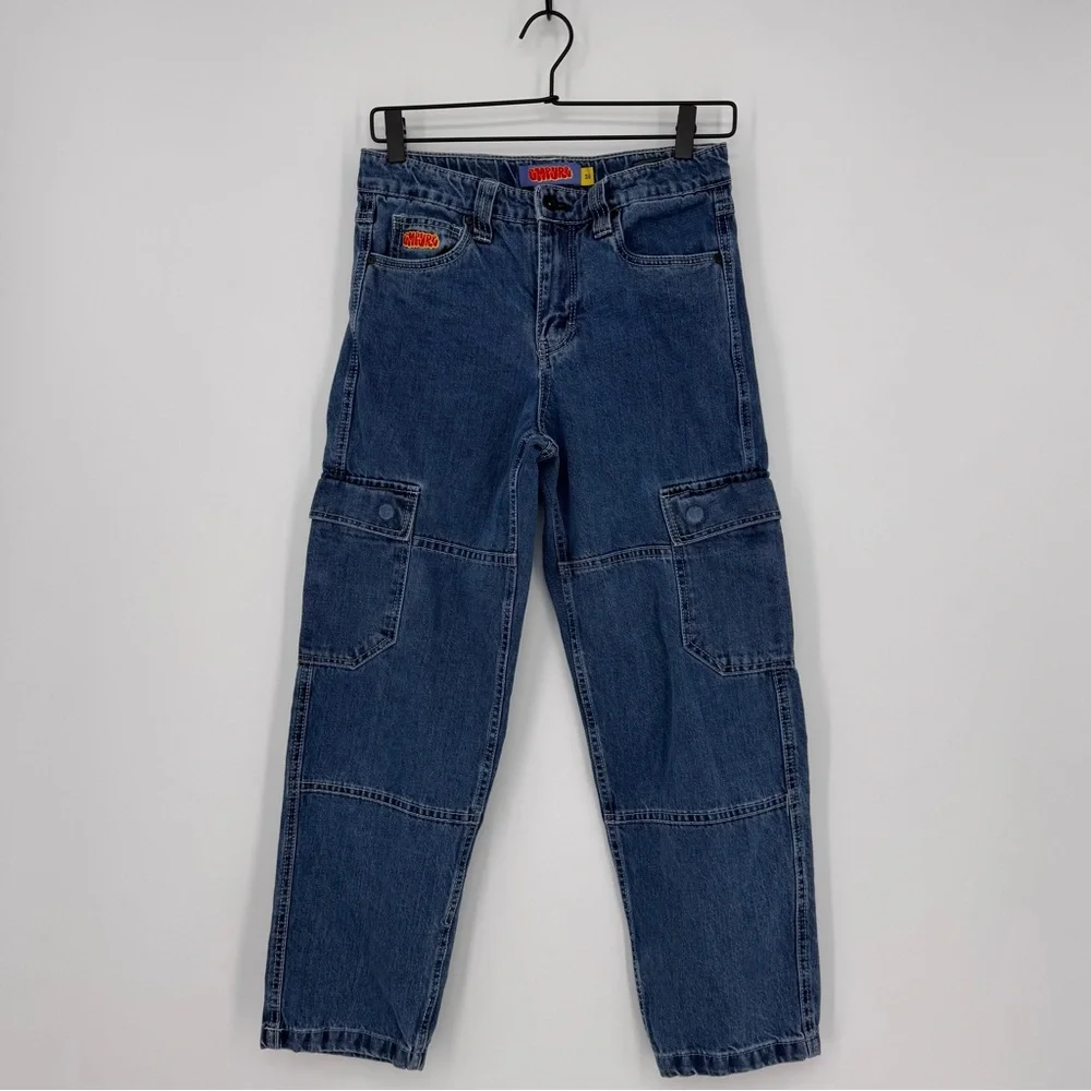 Empyre Youth Skate Blue Cargo Denim Jeans Adjustable‎ Waist Size 26