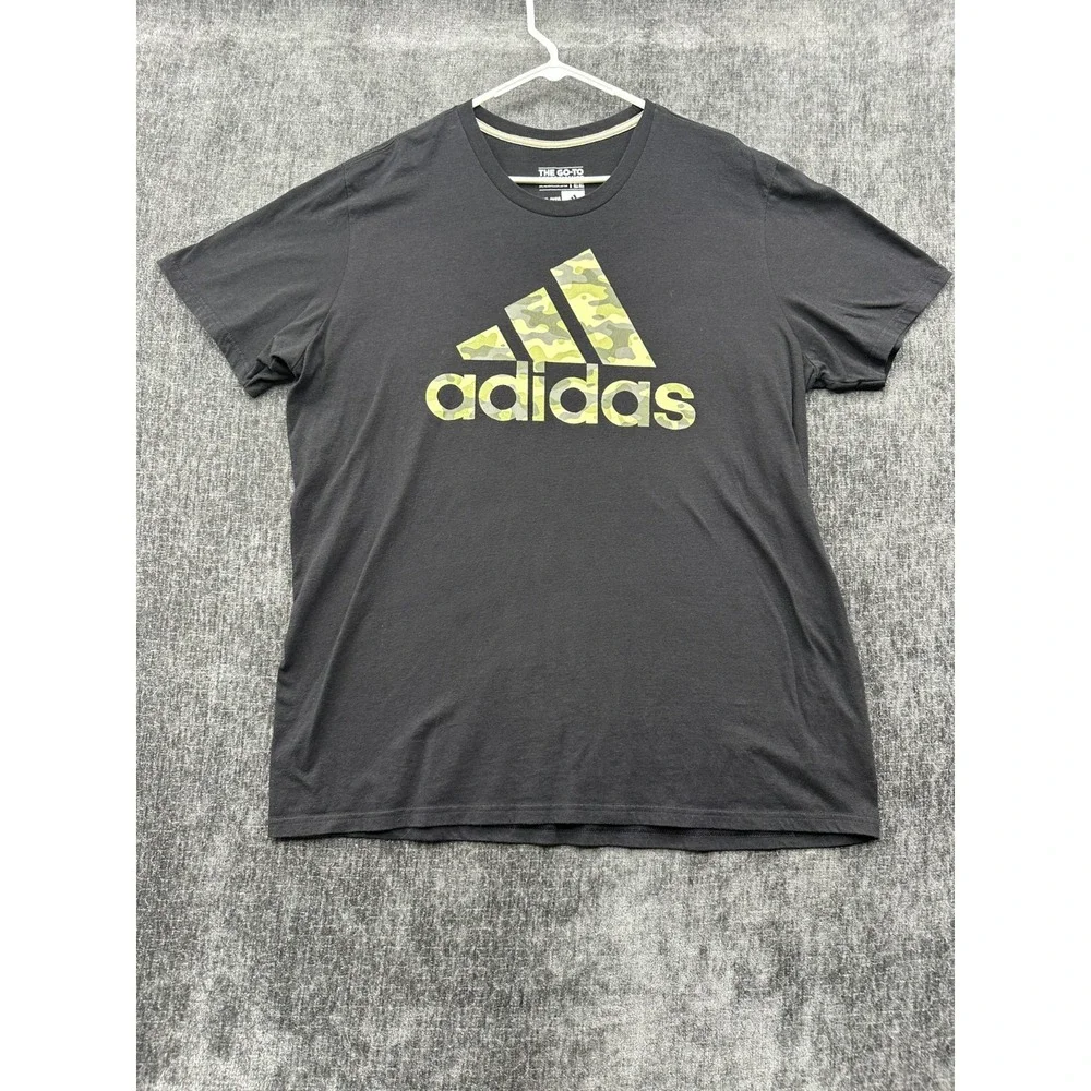 Adidas The Go To Performance T‎ Shirt Mens 2XL Black Graphic Crew Neck Classic