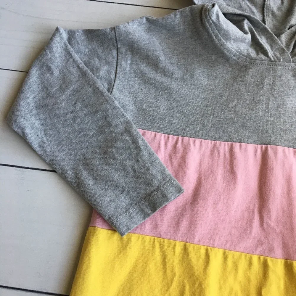 Hanna‎ Andersson Organic Long Sleeve Hooded Color Block Dress - Size 6/7