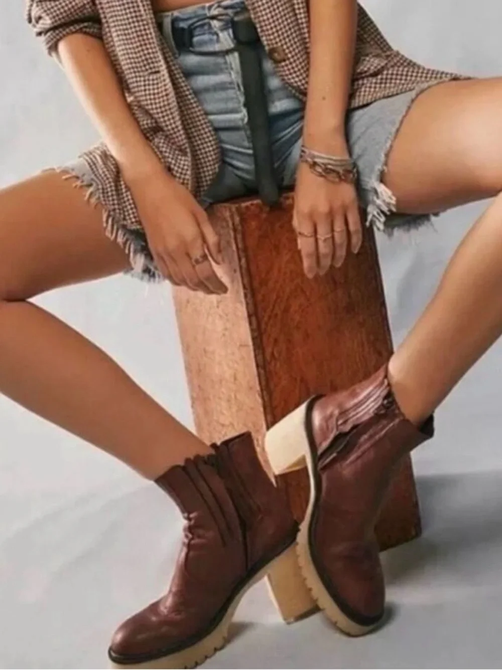 FREE PEOPLE‎ James Leather Chelsea Boot Cherry Chocolate Burgundy 38.5 8
