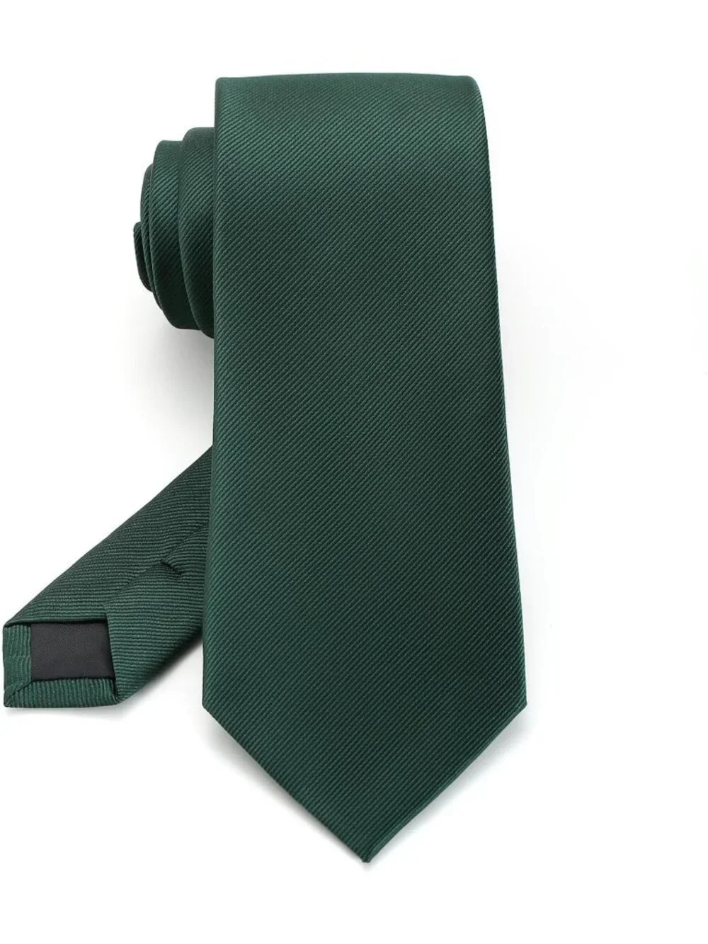 Men's Dark Green Twill Diagonal Textured Silk Formal Necktie For Business Dress