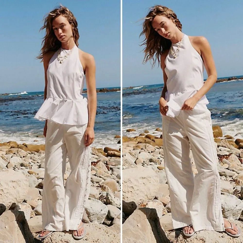Free People Printemps Moment Peplum Top White S