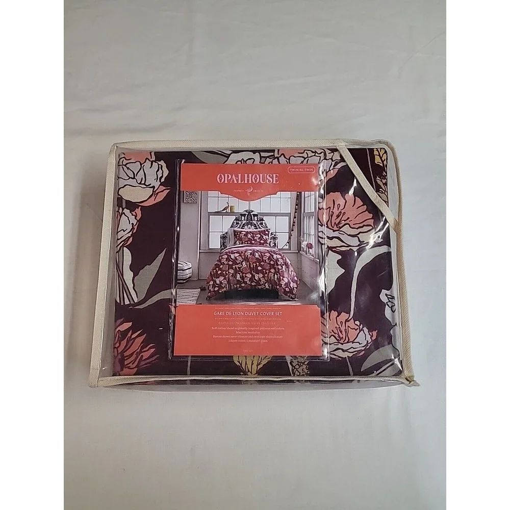 NIB Opal House Purple Floral 2 Pc Duvet Cover‎ Set, Twin/XL Twin Bed Sham