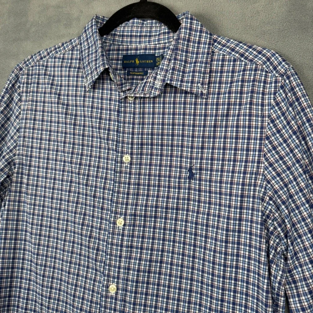 Ralph Lauren Kids Plaid Performance Button Down Shirt XL TG 18-20 Blue Green Red