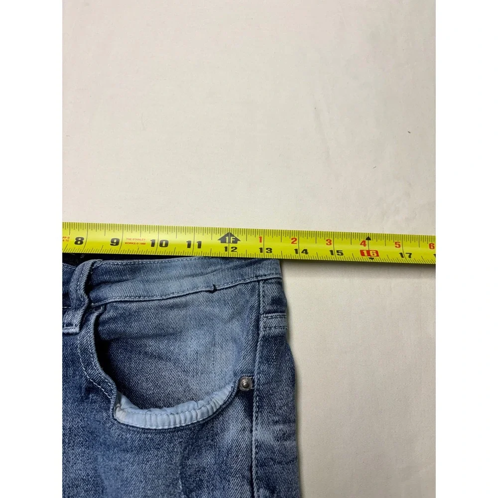 Southpole Mens Skinny Moto Biker Jeans‎ Blue Distressed Ribbed Denim 29x30