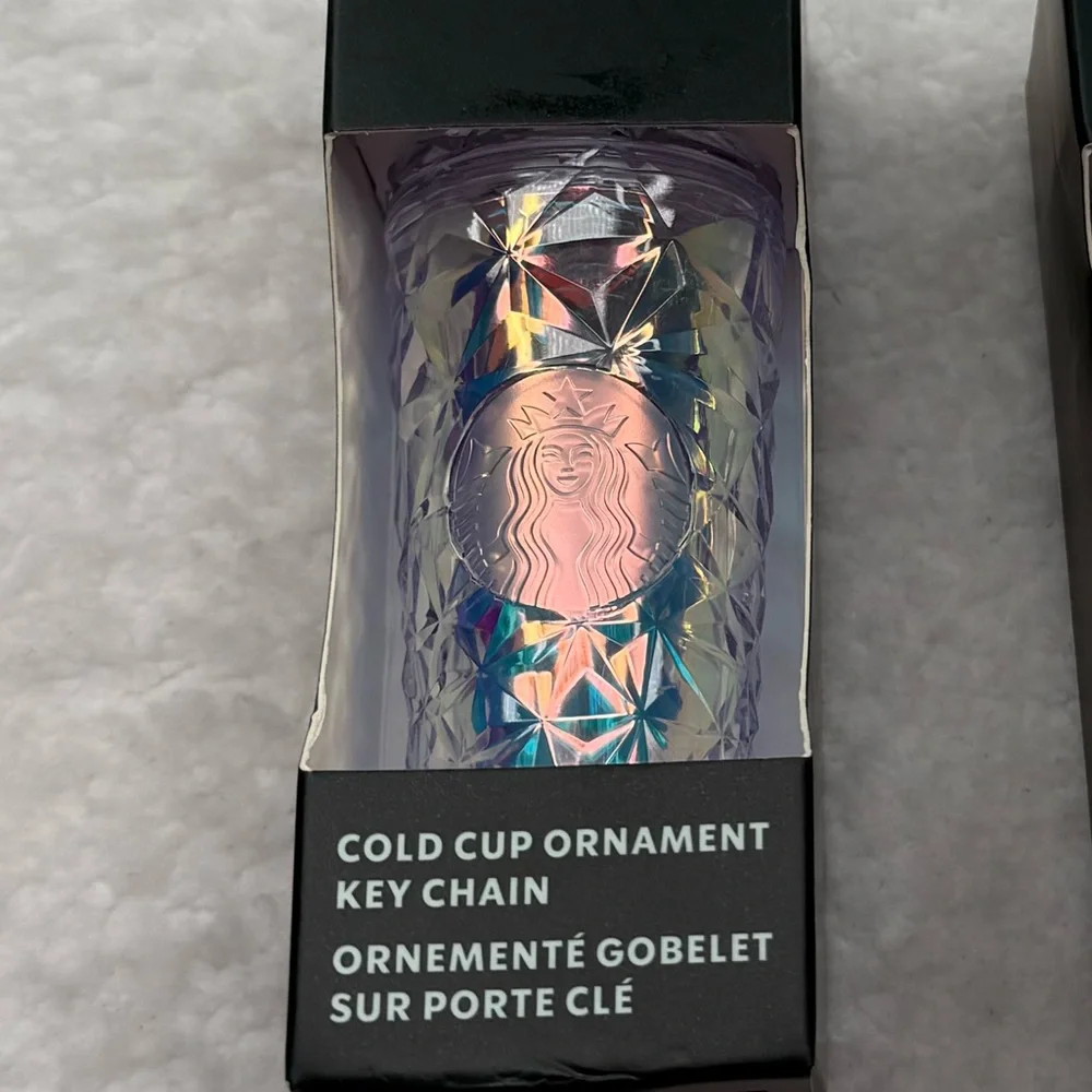 2023 Starbucks Holiday Diamond Iridescent Cold Cup Christmas Ornament‎ Keychain