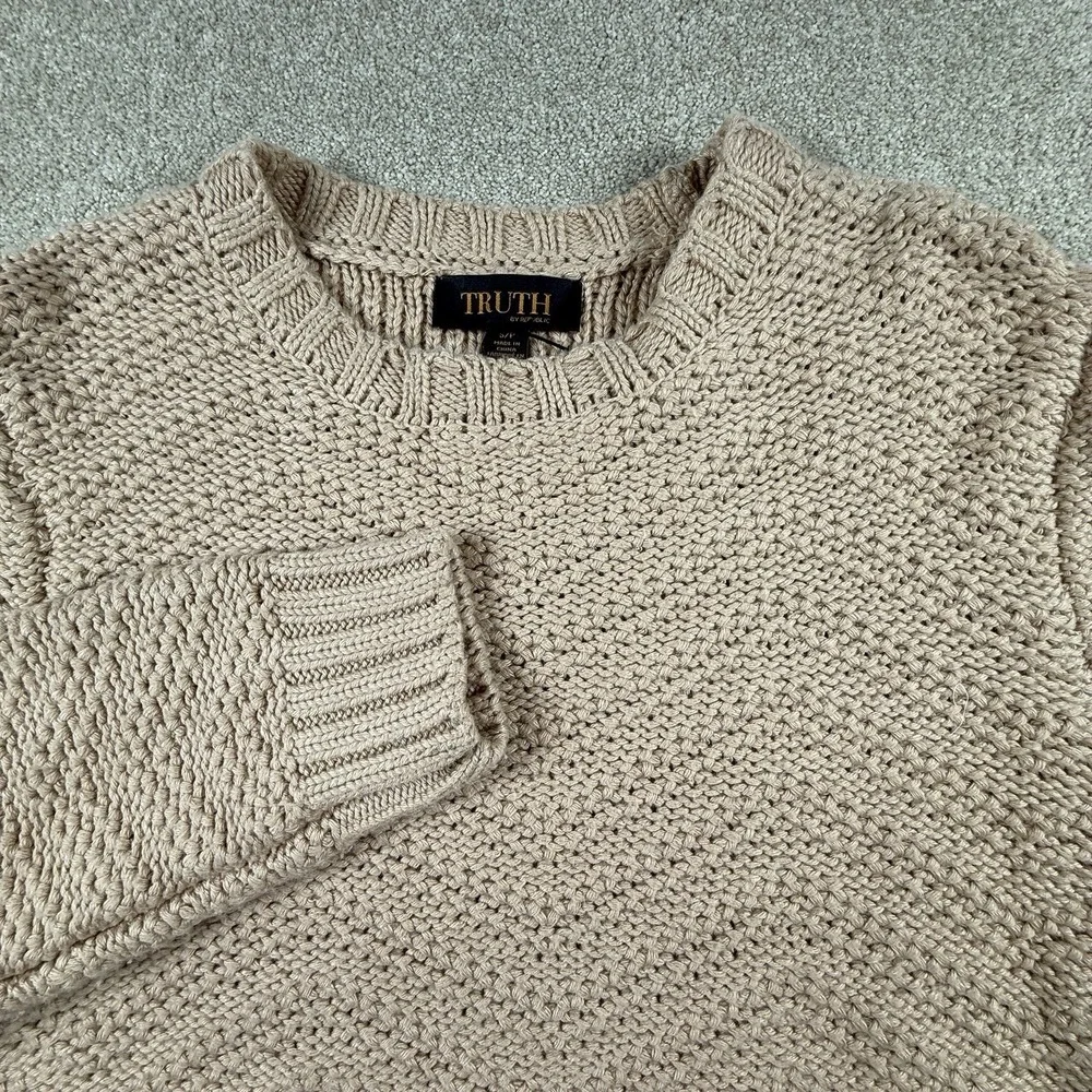 Truth By Republic Men's Tan Knit Crew‎ Neck Sweater Small