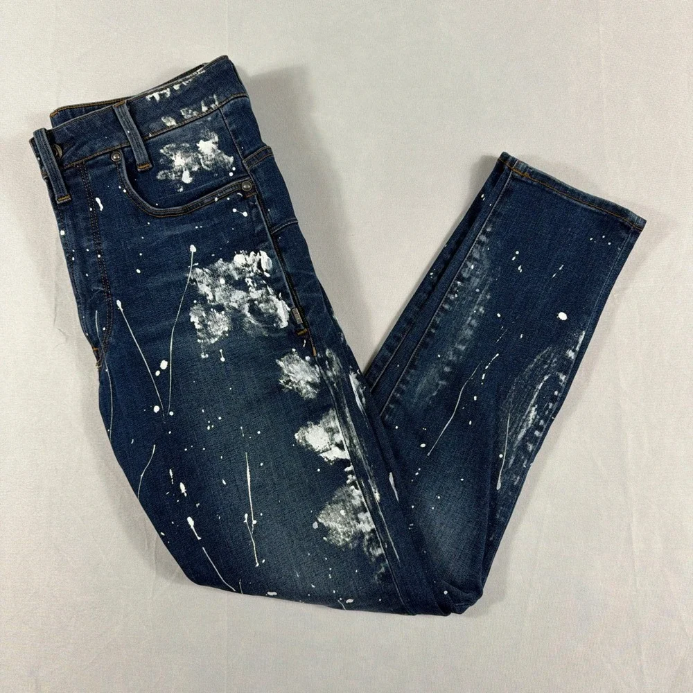 G-Star Raw D-Staq 3D Skinny Paint Splatter Distressed Jeans 29x30‎ Indigo Blue