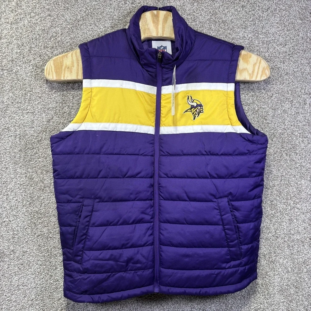 NWT Minnesota Vikings Vest Mens Medium Purple NFL‎ Football NFL Team Puffer