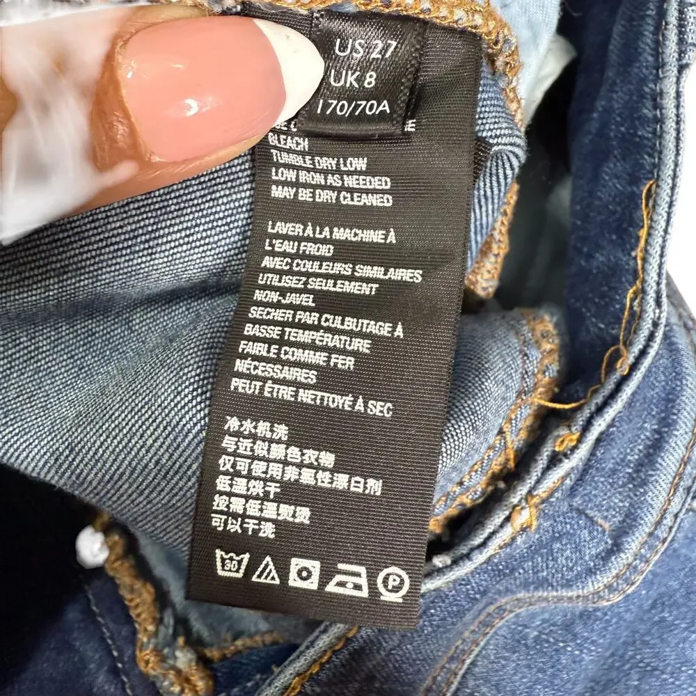 Free People CRVY Mercury Zip Jeans Harper‎ Blue Size 27 Moto Y2K StreetwearDenim