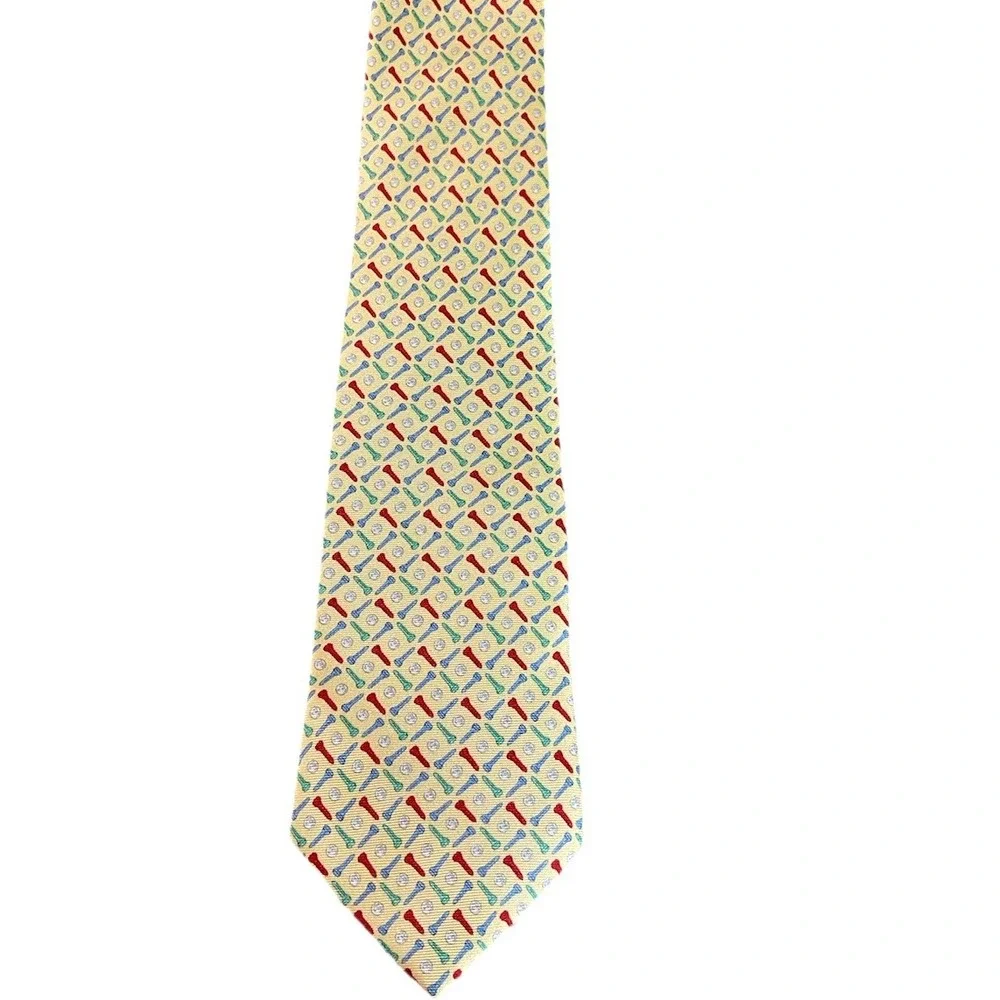 Alynn Golf Tees & Balls Necktie Mens‎ One Size Yellow Excellent Silk Novelty Tie