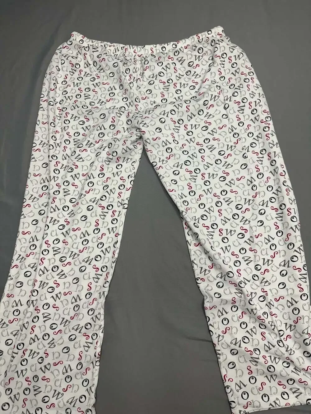 Comfort Zone XL White Waffle Knit Sleep Pajama Lounge Pants with Letter Pattern