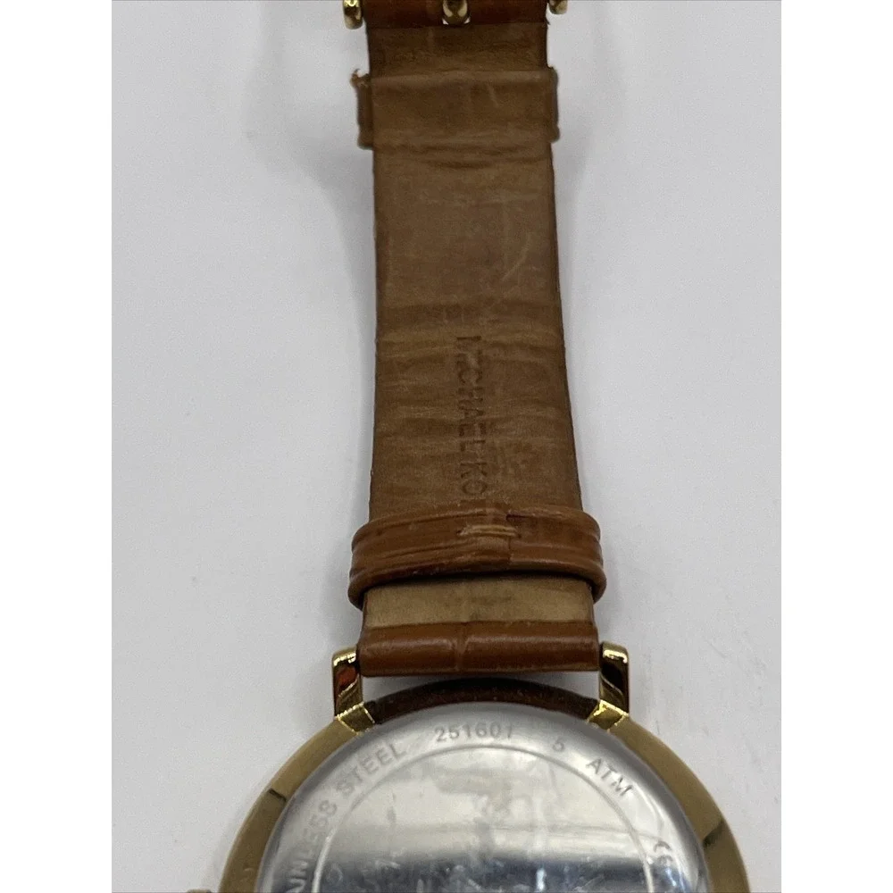 Michael Kors Jaryn Women's Watch Brown Tan Leather Gold Tone MK2496- New Battery