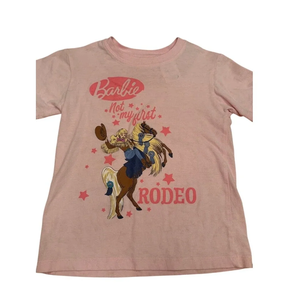 Barbie Girls Chalk Pink Not My First Rodeo Graphic T-Shirt XS 4/5 1BP104ABGSC