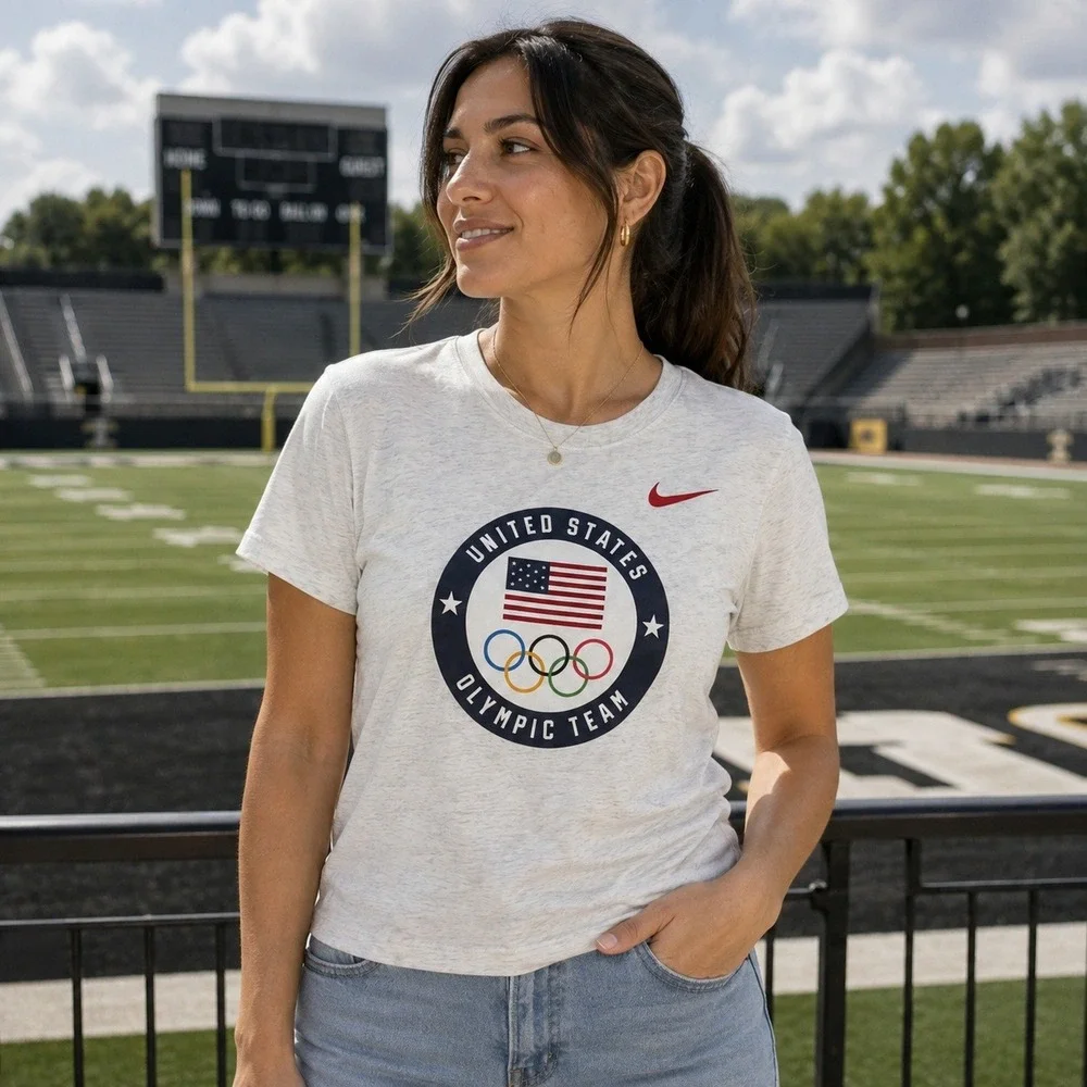 Nike US Olympic Team T-Shirt XL Grey Dri-FIT Short Sleeve Graphic Tee
