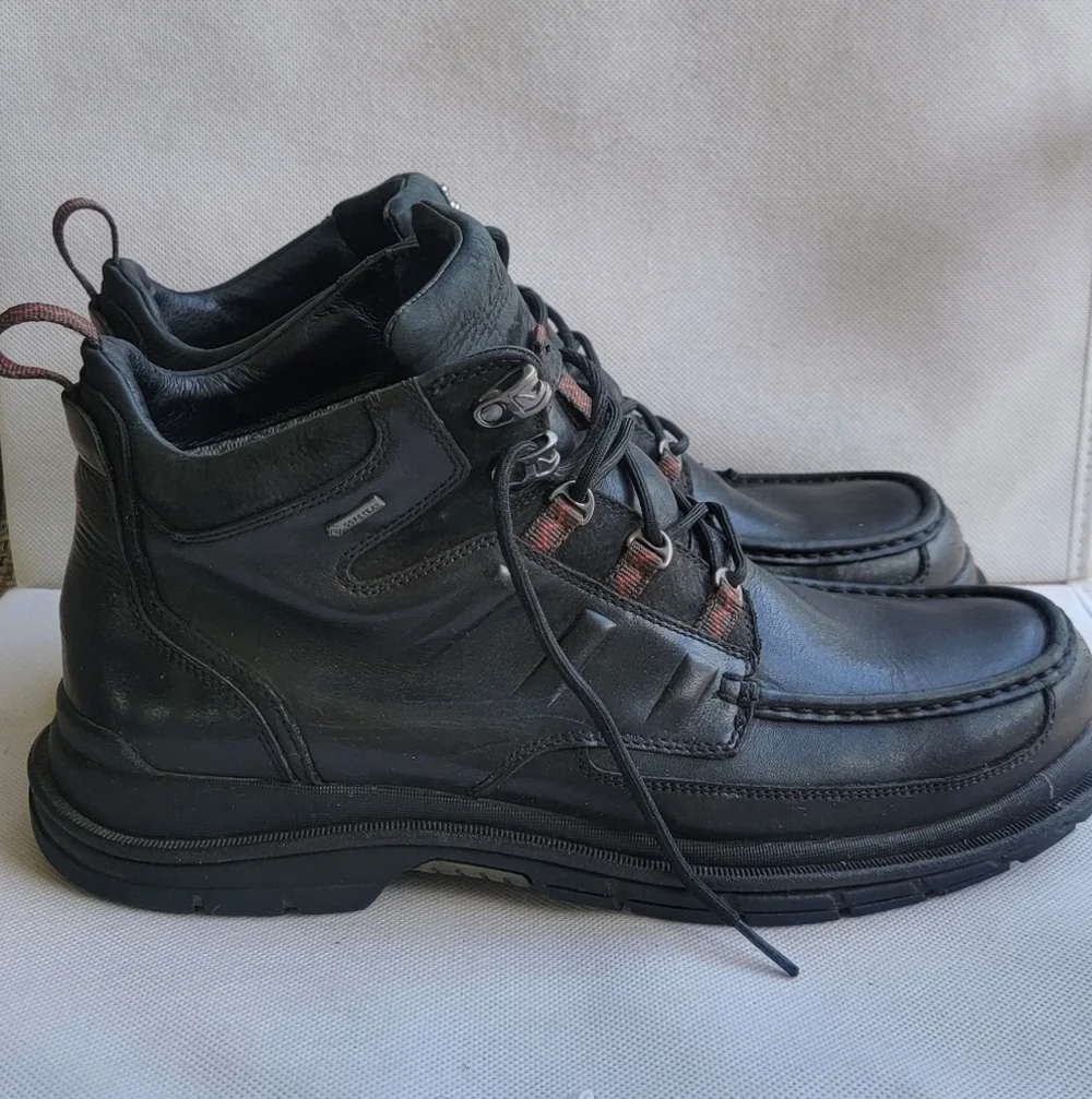 MEN'S CLARKS BLACK LEATHER GORE-TEX SHOE BOOTS (sz 12m)