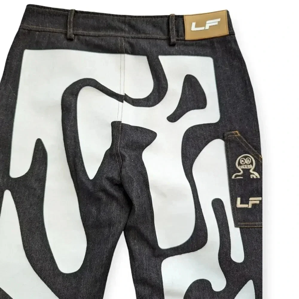 La Fam X Dutreuil Paris Jeans Logo Screenprint Streatwear Indie Sleeze