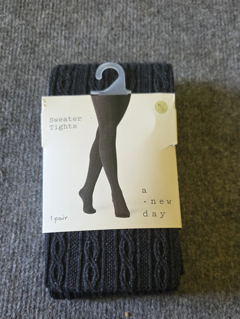 a new day Black Cable Knit Sweater Tights M/L