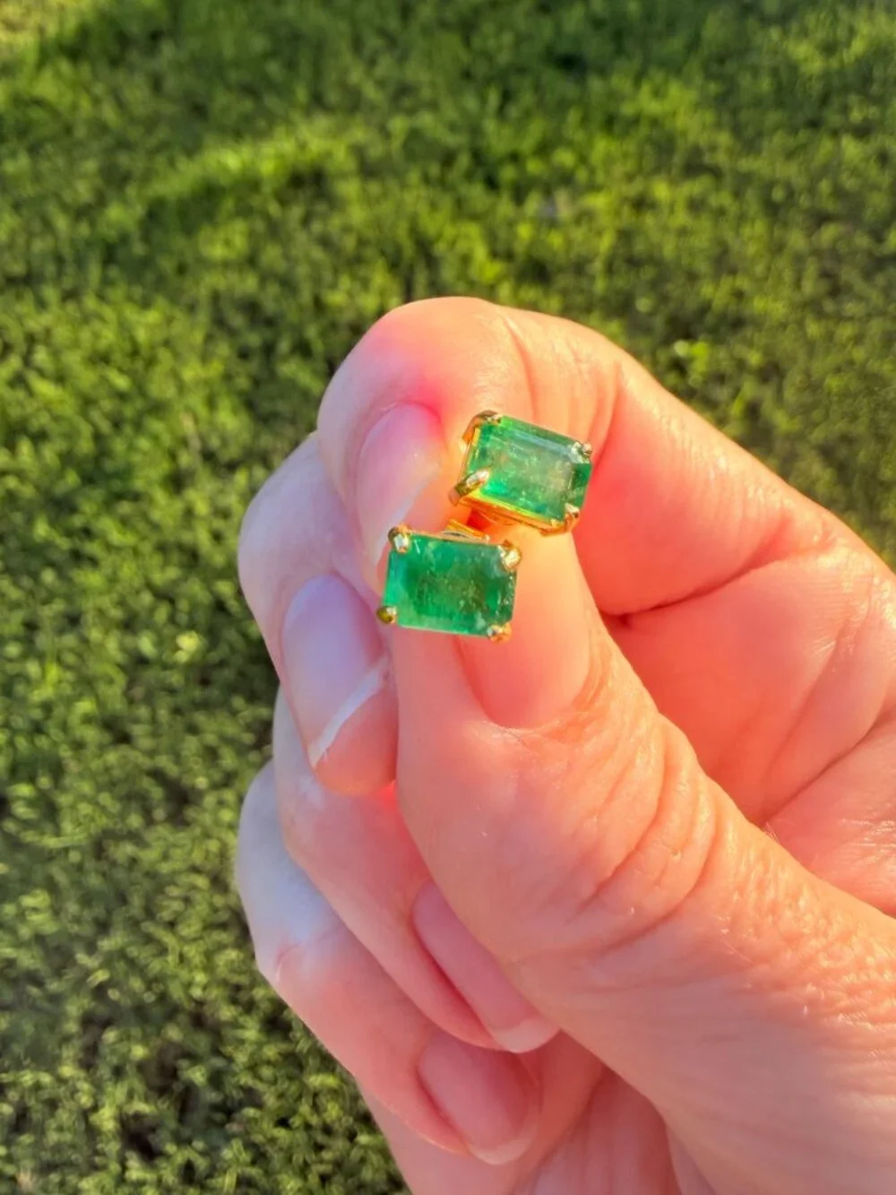 Natural Zambian Emerald Studs