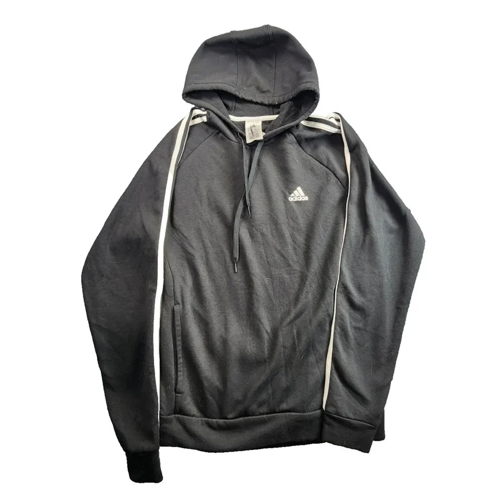 Adidas Men Black Full Zip Hoodie Athleisure Athletic Sportswear‎ Size L READ