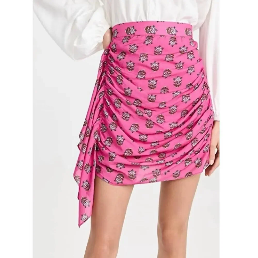 NWT RHODE Hannah Skirt in Marigold Flower/Hot Pink SZ S