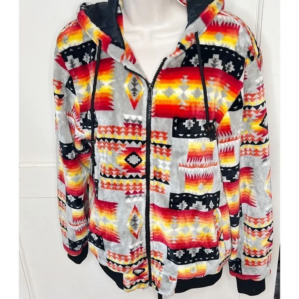 Xantenri Navajo Fleece Hooded Jacket Womens Size Medium